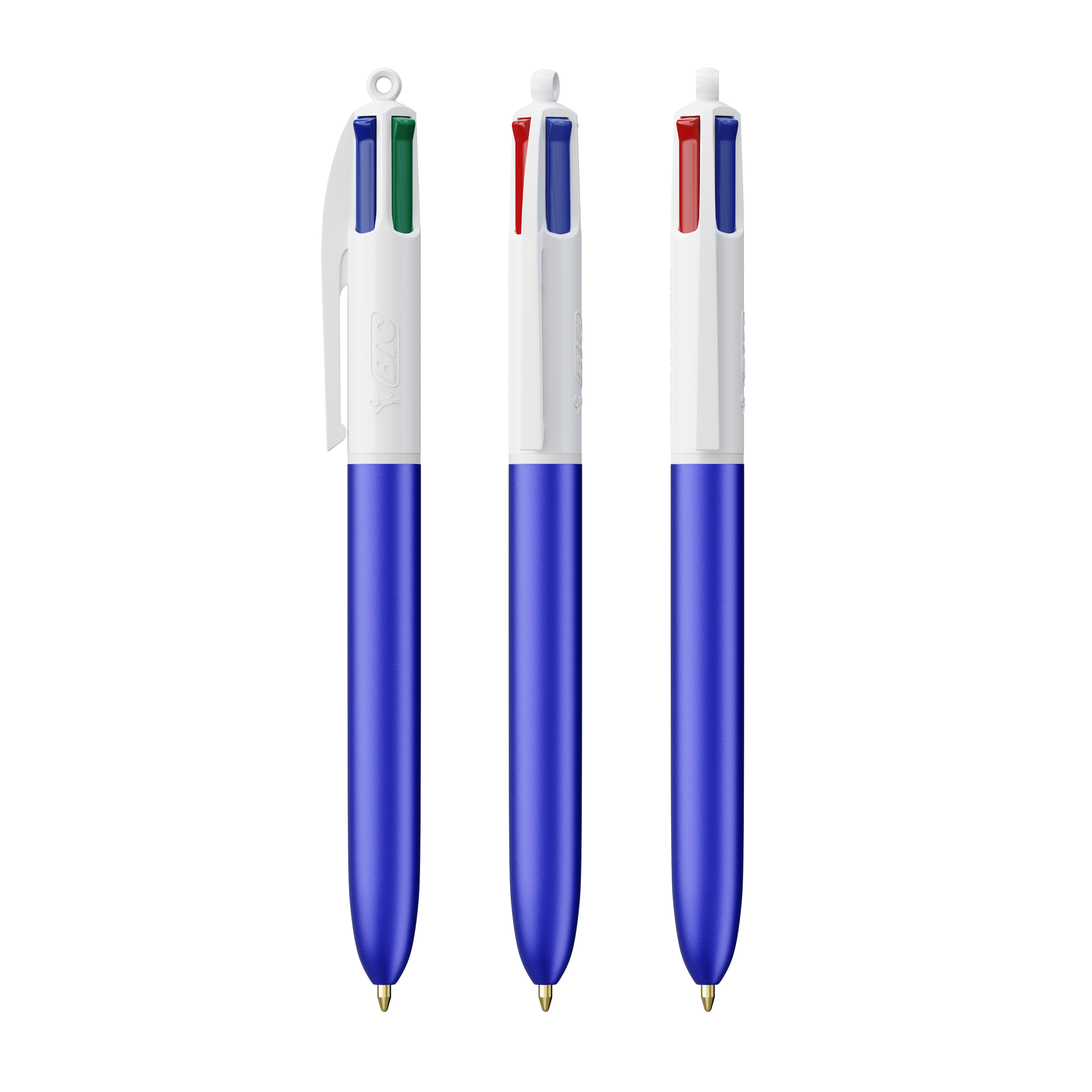 Stylo BIC® 4 Couleurs publicitaire Glacé avec Lanyard Glacé bleu - blanc